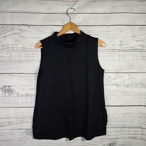 LOGO by Lori Goldstein Black Sleeveless Mock Neck Tank NWOT